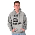 thumbnail image 1 of Love God and Others Christian Quote Unisex Plus Fleece Graphic Hoodie Brisco Brands 3X, 1 of 5