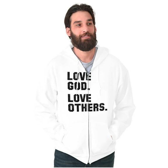 Love God and Others Christian Quote Unisex Fleece Graphic Zip Up Hoodie Brisco Brands 2X
