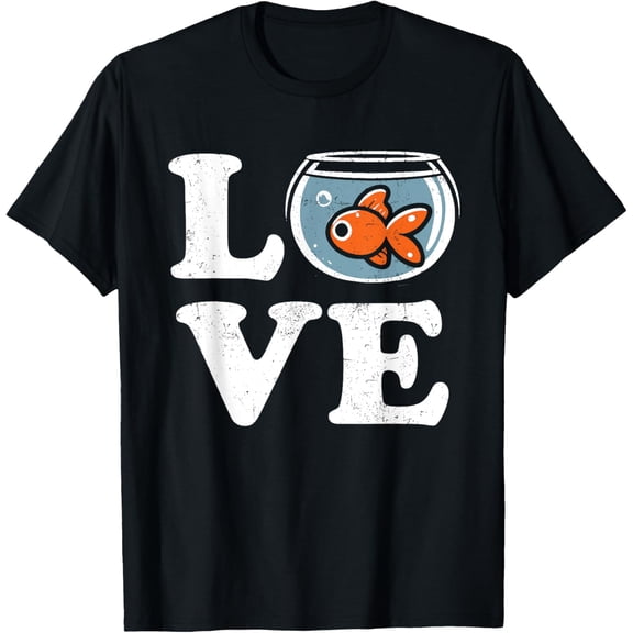 Love Goldfish Aquarium Fish Lover Distressed T-Shirt men and women can wear, black, white, gifts