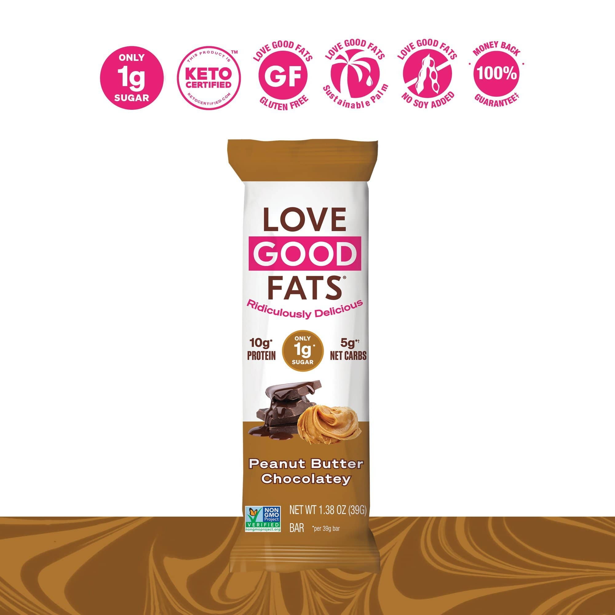 Love Good Fats Peanut Butter Chocolately Bars, 1.38 oz, 4 pk