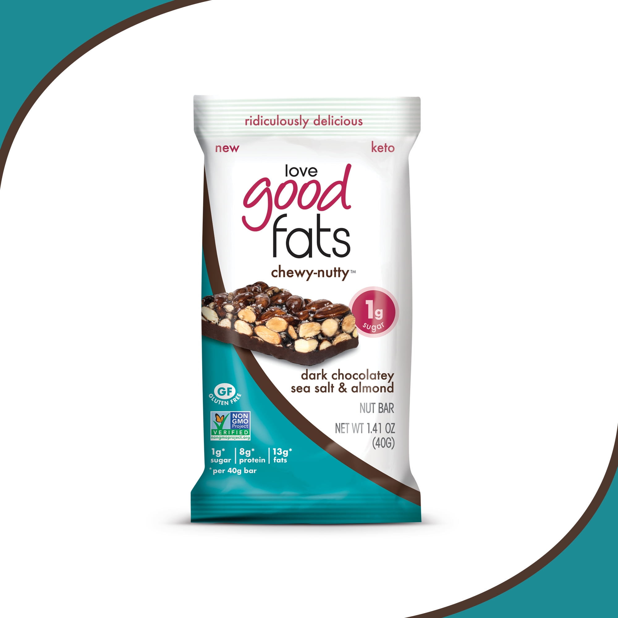 Love Good Fats PlantBased Bars ChewyNutty Dark Chocolatey Sea Salt