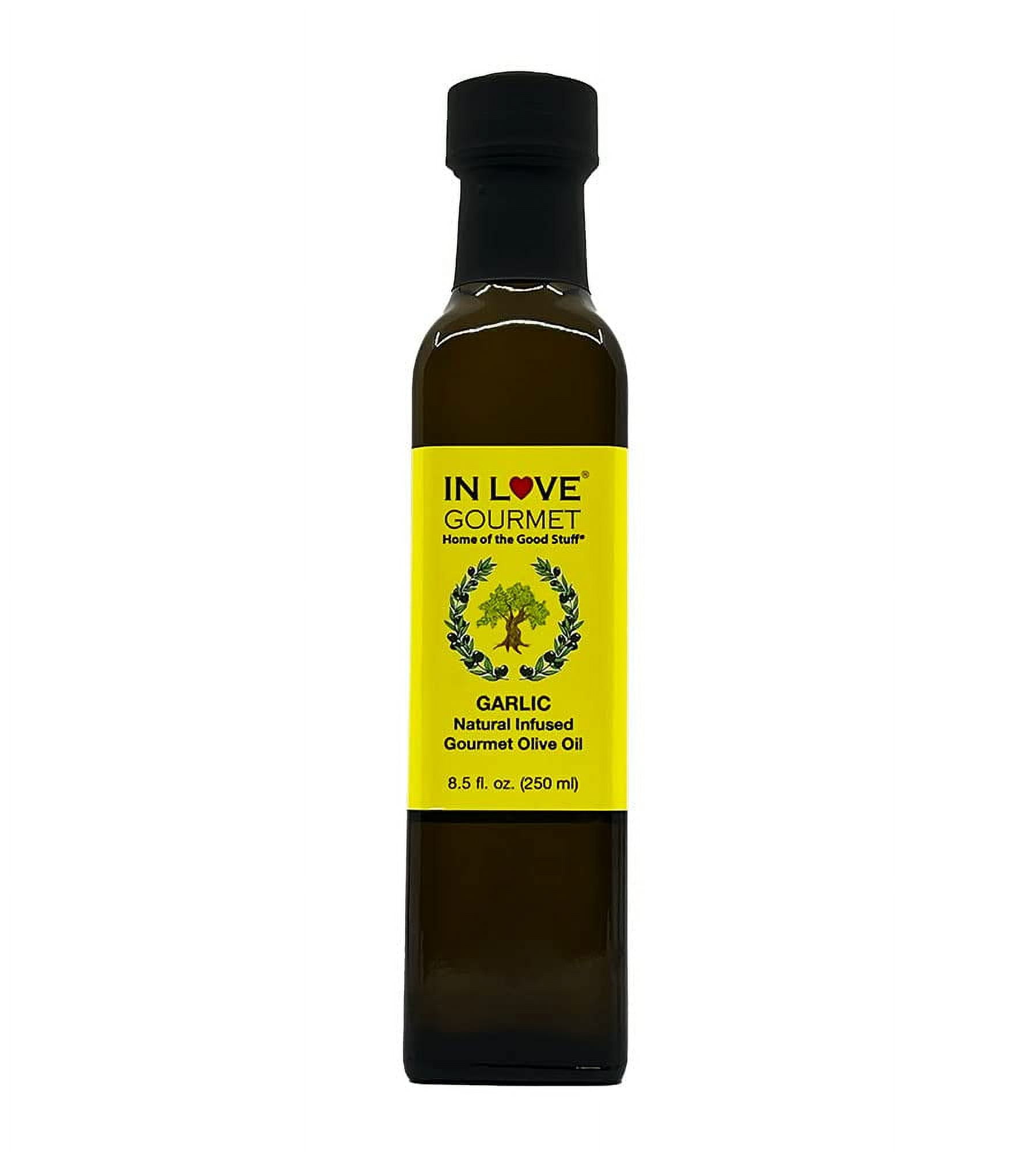 In Love Gourmet Garlic Natural Flavor Infused Gourmet Olive Oil 250ML/8.5oz Great Tossed with Pasta, on Salads, as a Sandwich Spread, for Bread Dipping and in Marinades.