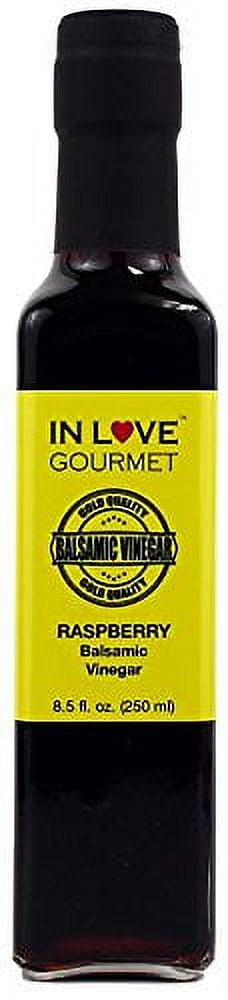In Love Gourmet Raspberry Balsamic Vinegar 250ML/8.5oz Great Drizzled on Veggie and Fruit Salads, Pairs Well with our Lemon Infused Olive Oil as a Vinaigrette