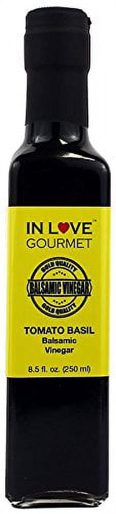 In Love Gourmet Tomato Basil Balsamic Vinegar 250ML/8.5oz We Love it as a Dressing on a Caprese salad, Delicious Drizzled on Any Number of Cooked Vegetables