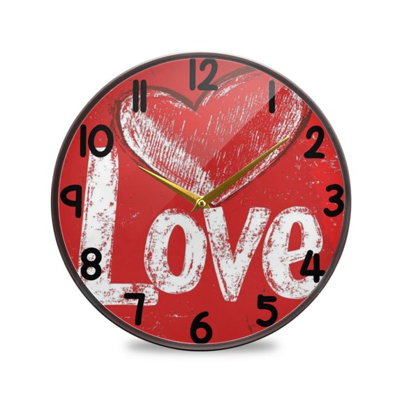Love Graffiti Round Acrylic Wall Clock Silent Battery Operated Home Decor for Living Room Bedroom