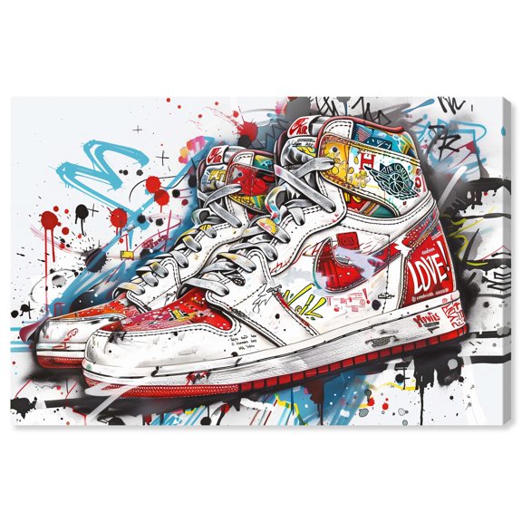 Love Graffiti Sneakers Canvas Print Sneaker Wall Art by Notoriart, Gallery Wrapped, 36 x 24