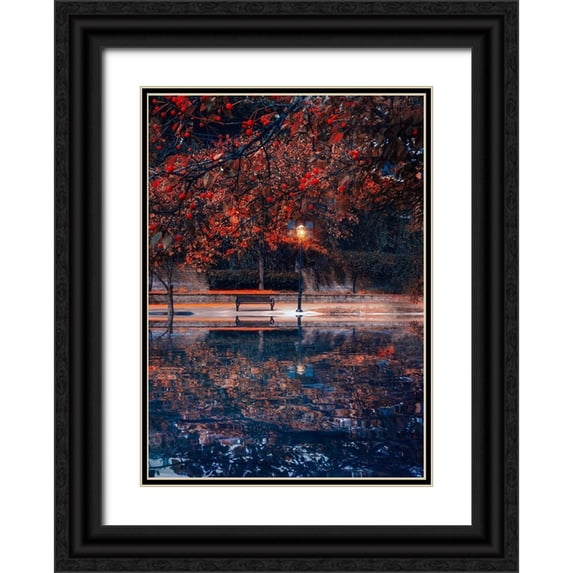 Love Grams 18x24 Black Ornate Wood Framed with Double Matting Museum Art Print Titled - Along the Canal
