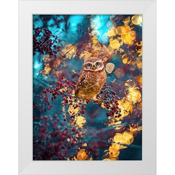 Love Grams 25x32 White Modern Wood Framed Museum Art Print Titled - Owl Bokeh