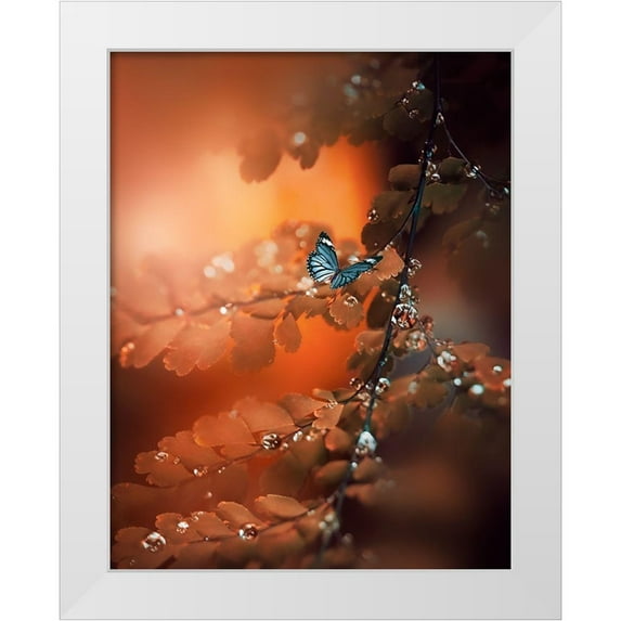 Love Grams 26x32 White Modern Wood Framed Museum Art Print Titled - Orange Glow