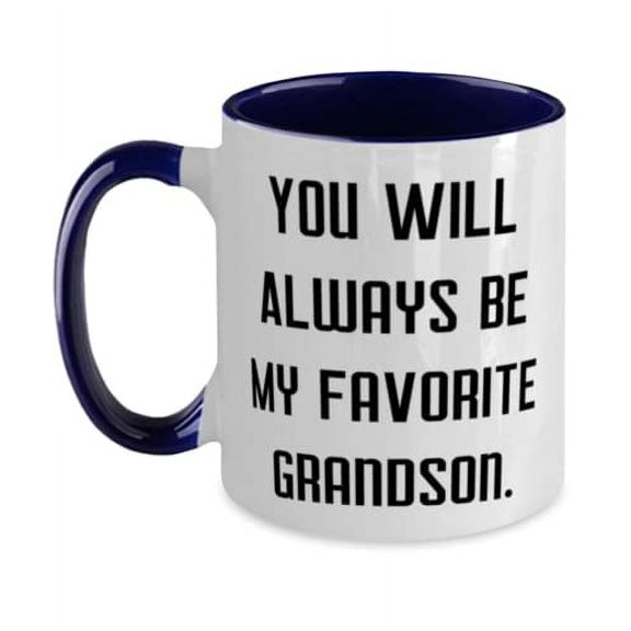 Love Grandson, You Will Always Be My Favorite Grandson, Inspire Holiday Two Tone 11oz Mug From Grandchild