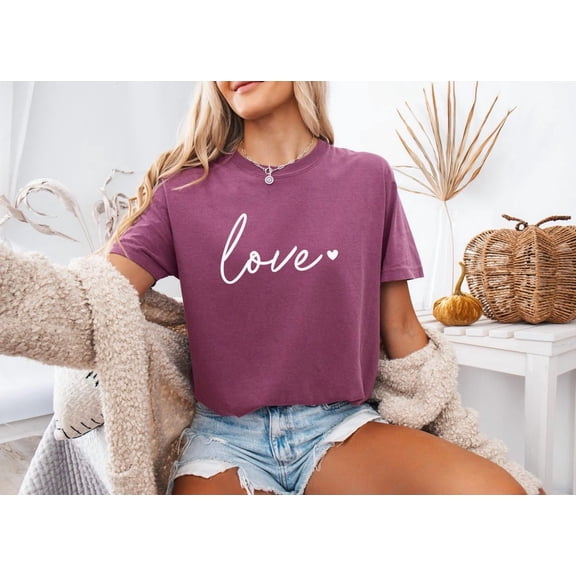 Love Graphic T-Shirt, Cute Heart Valentine Comfort Colors Tee, Romantic Valentine Gift for Her