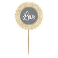 thumbnail image 1 of Love Gray Rustic Burlap Wedding Cupcake Decoration Topper Food Picks, 1 of 1