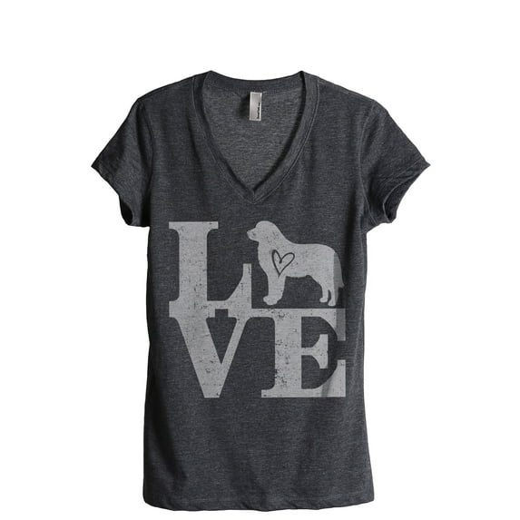 Love Great Pyrenees Women's Fashion Relaxed V-Neck T-Shirt Tee Charcoal Grey Large