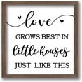 thumbnail image 1 of Love Grow Best in Little Houses Art Sign Solid Wood Bedroom Sign with Arylic Layer 7x7 Inch Large Hangable Wooden Frame for Living Room Decor, 1 of 9