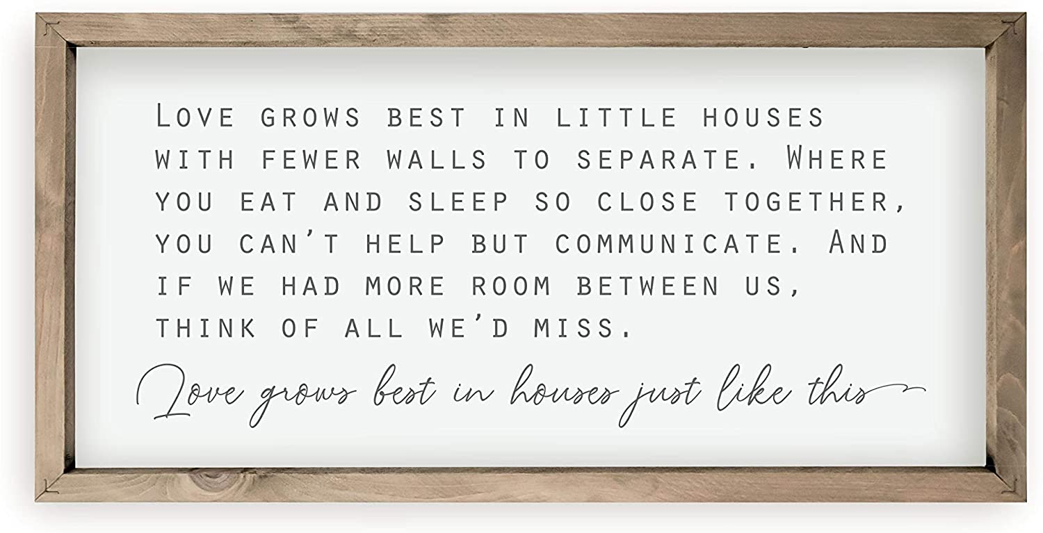 Love Grows Best In Houses Rustic Framed Wood Farmhouse Wall Sign 18x36 - image 1 of 2