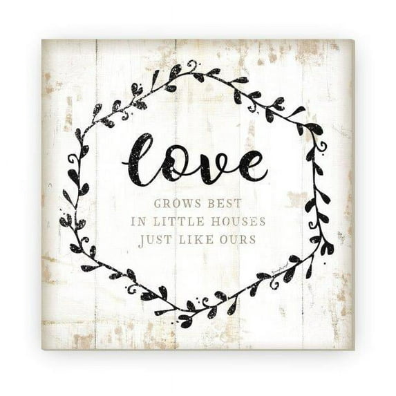 Love Grows Best In Little Houses Framed Wood Farmhouse Wall Sign 12x12 (Unframed)