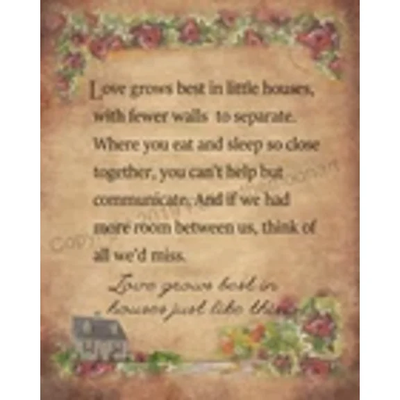 Love Grows Best In Little Houses Quality Country Flowers Garden Wall Art Print