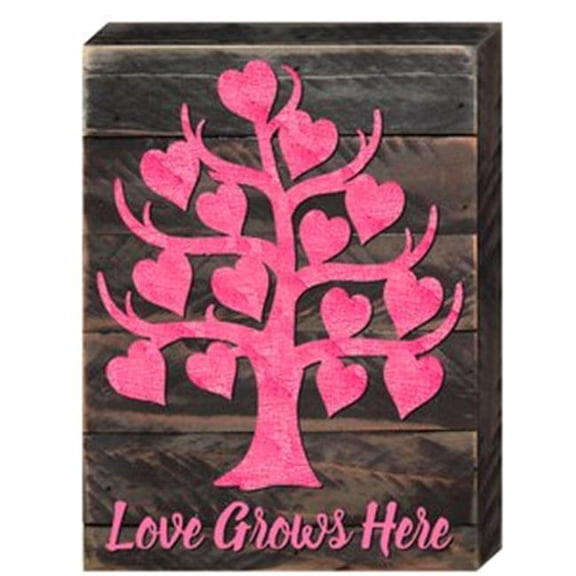 Love Grows Here Tree Art on Board Wall Decor