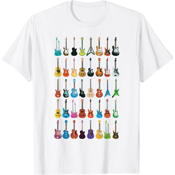 Love Guitar Different Guitars Music Lover Funny Gift T-Shirt100% cotton