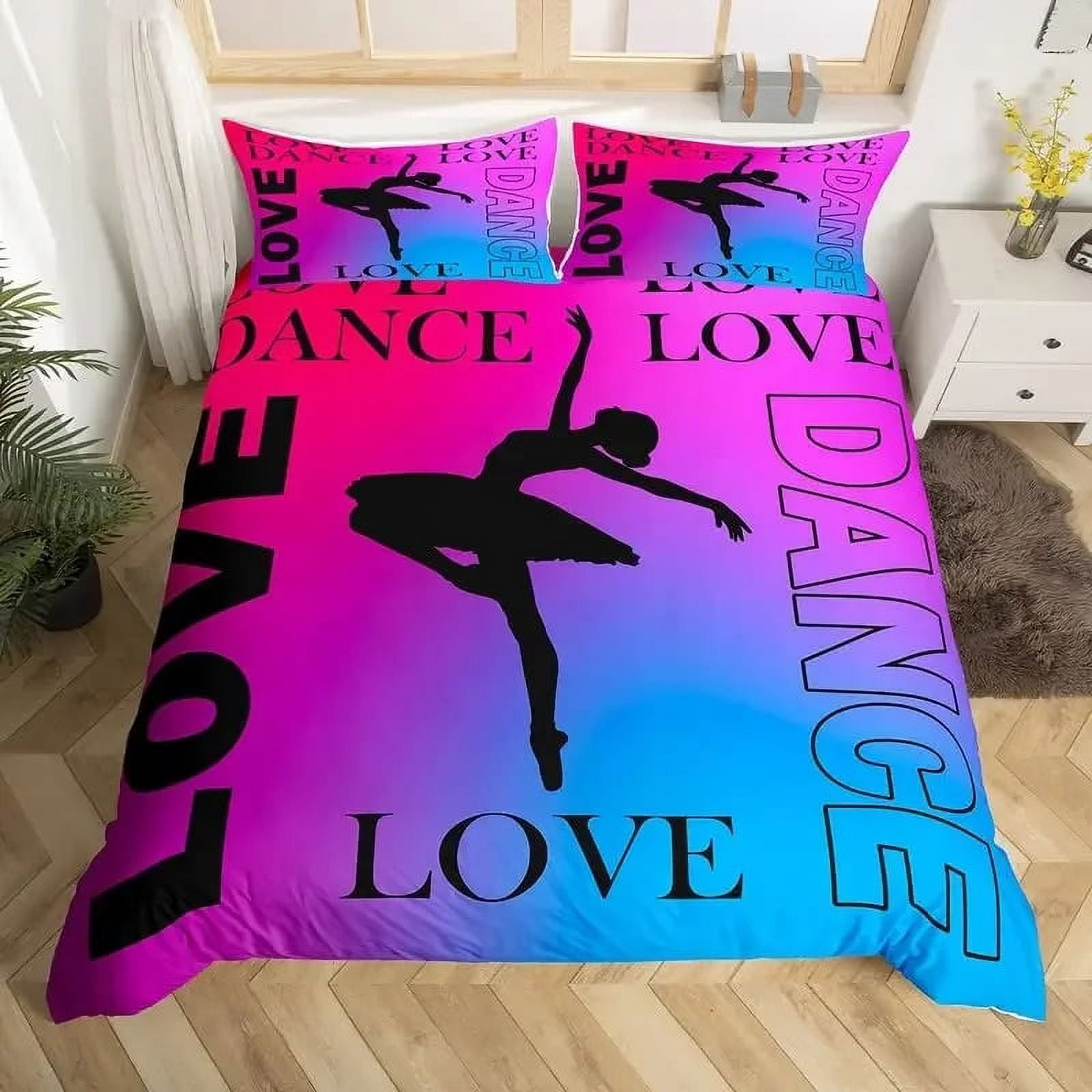 Love Gymnastics King Duvet Cover Floor Exercises Ballet Bedding Set ...