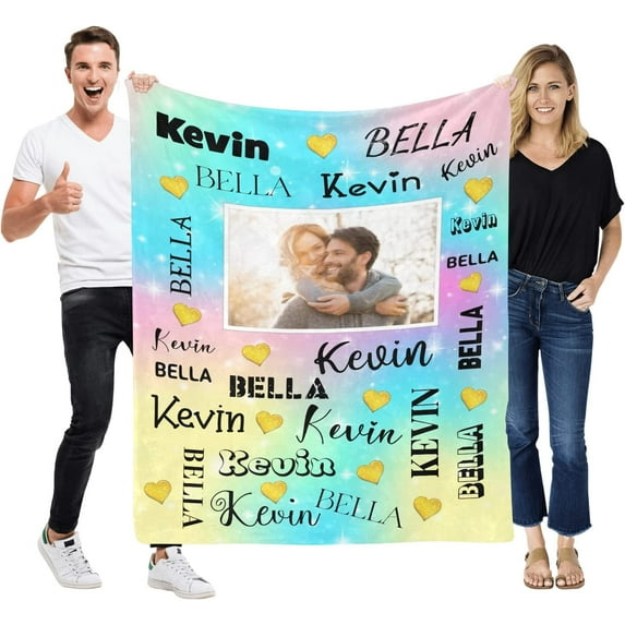 Love Hapiness Custom Blanket with 15 Photos Personalized Picture Blankets Customized Gifts for Girfriend for Valentiens, 60x80 inch Blankets