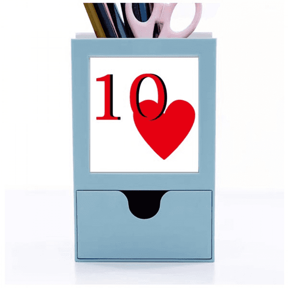 Love Heart 10 Poker Desk Supplies Organizer Pen Holder Card