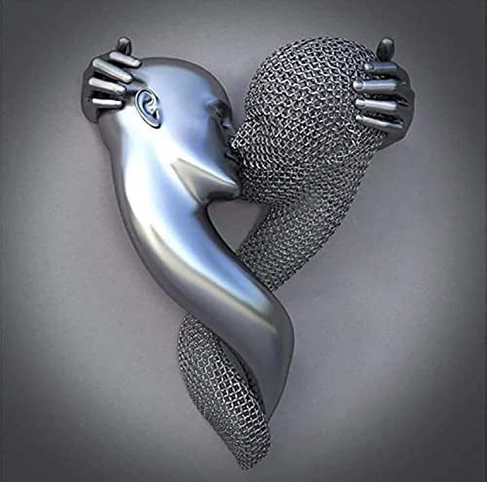 Love Heart 3D Effect Wall Art, Metal Figure Statue Art Canvas Painting ...