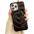 thumbnail image 1 of Love Heart 3D Solid Color Aesthetic Curly Wave Soft TPU Case for Women Girls Compatible with iPhone Case (Black,iPhone 12 Pro), 1 of 9