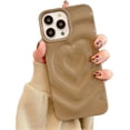 thumbnail image 1 of Love Heart 3D Solid Color Aesthetic Curly Wave Soft TPU Case for Women Girls Compatible with iPhone Case (Coffee,iPhone 15 Pro Max), 1 of 9