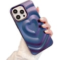 thumbnail image 1 of Love Heart 3D Solid Color Aesthetic Curly Wave Soft TPU Case for Women Girls Compatible with iPhone Case (Purple,iPhone 13), 1 of 7