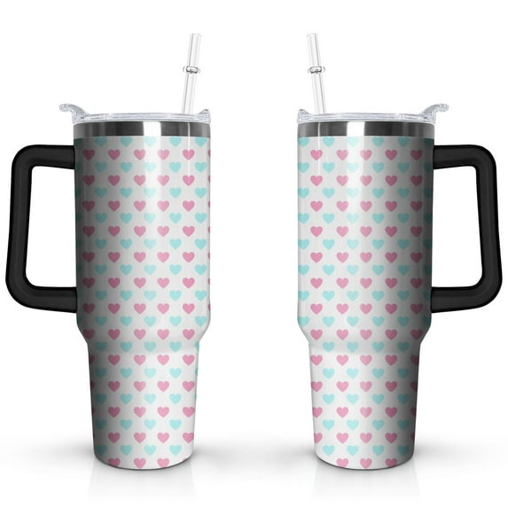 Love Heart 40oz Stainless Steel Vacuum Insulated Tumbler with Lid and Straw for Water Iced Tea Coffee Smoothie and More