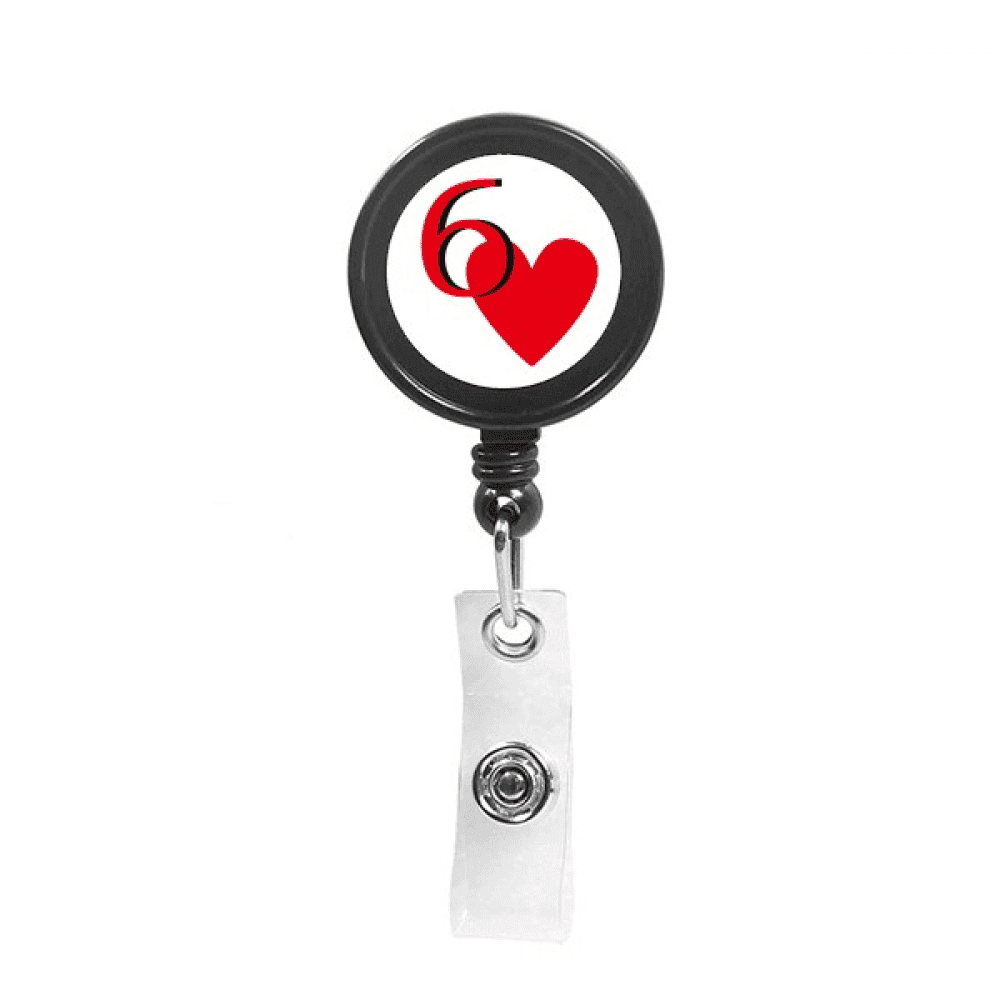 Love Heart 6 Poker Retractable Keychain Badge Holder ID Badge