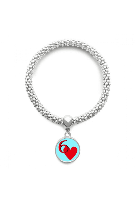 Love Heart 6 Poker Sliver Bracelet Pendant Jewelry Chain Adjustable Bangle