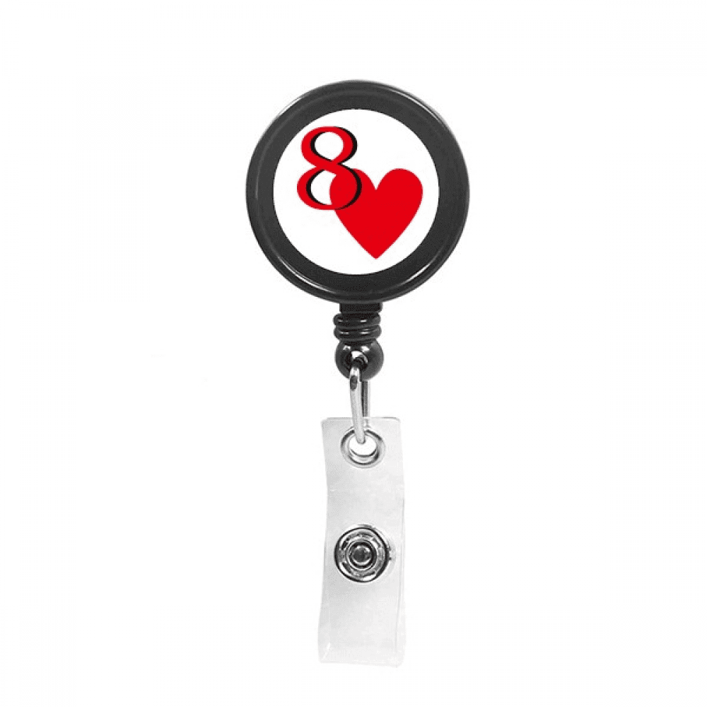 Love Heart 8 Poker Retractable Keychain Badge Holder ID Badge