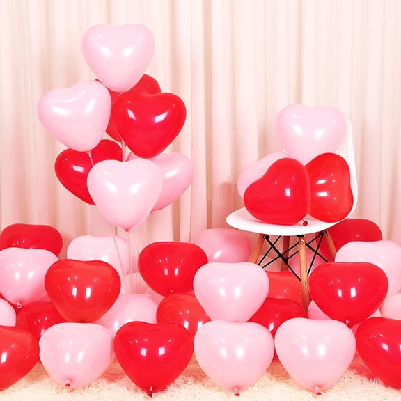 Love Heart Balloons Red Pink Latex Heart Balloons for Valentines Day Wedding Anniversary Engagement Birthday Garden Company Celebration Graduation Prom Party Decorations