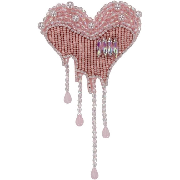 Love Heart Beaded Patches DIY Rhinestone Sewing Appliques Beading Crystal Tassel Fringe Fabric Badge Garment Bags Repair Decor