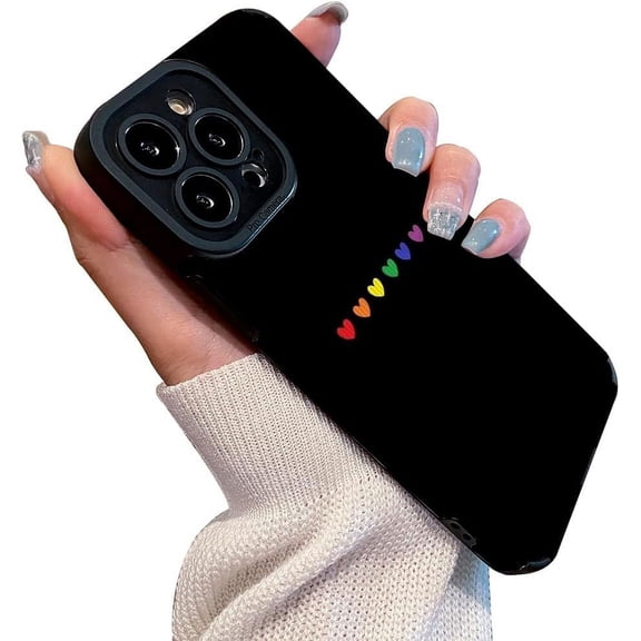 Love Heart Black Personalized Simple Design Trendy Silicone Case Compatible with iPhone Case (iPhone 11 Pro)