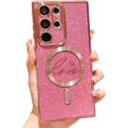thumbnail image 1 of Love Heart Bling Glitter  [Compatible with MagSafe Wireless Charging] TPU Case Compatible with Samsung Galaxy Case (Galaxy S22 Ultra,Pink), 1 of 7