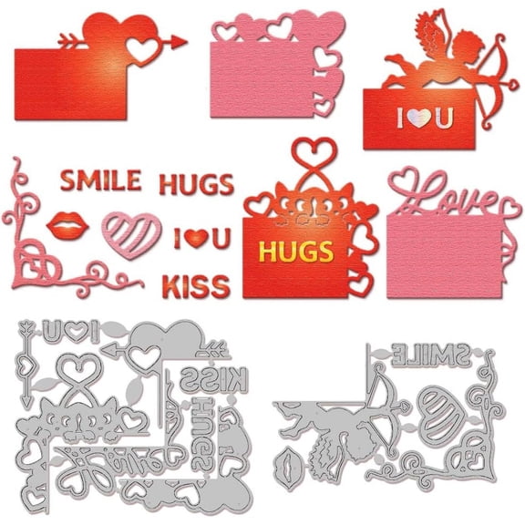 Love Heart Border Cutting Dies Cupid Border Cutting Dies Valentine's Day Corner Carbon Steel Cutting Dies for DIY Scrapbooking oto Decorative Embossing Paper Card 3.1x4.7inch 1set