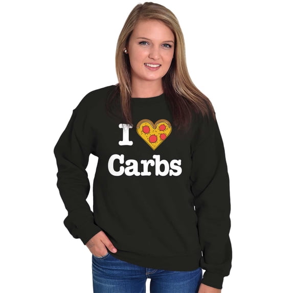 Love Heart Carbs Pizza Food Cute Women Crewneck Sweatshirt Brisco Brands M