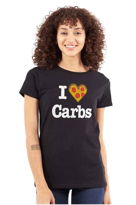 Love Heart Carbs Pizza Food Cute Womens Fitted Plus Size Graphic Tee Brisco Brands 2X
