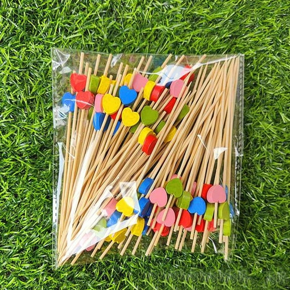 Love Heart Cocktail Picks, Valentines Day Cocktail Picks 100pcs, Long Fruit Sticks Toothpicks Appetizer Sandwich Charc Food