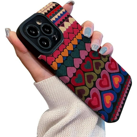 Love Heart Creative Colorful Silicone Case for Women Girls Compatible with iPhone Case (iPhone 12 Pro)