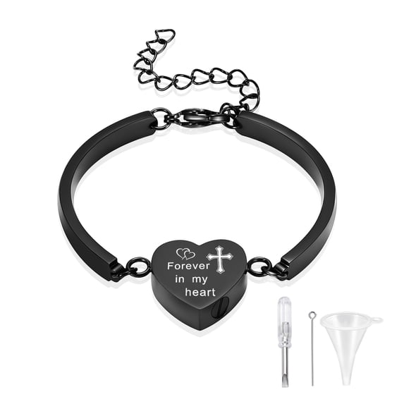 Love Heart Cremation Ashes Jewellery Small Urns Bracelets Women Men Stainless Steel Bangle