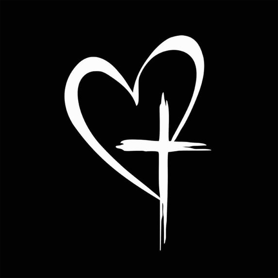 Love Heart Crucifix Waterproof Vinyl Sticker Decal for Cars, Notebooks, Laptops & Accessories, Easy to Apply & Remove, Ideal Gift for Lovers and Drivers
