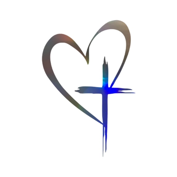 Love Heart Crucifix Waterproof Vinyl Sticker Decal for Cars, Notebooks, Laptops & Accessories, Easy to Apply & Remove, Ideal Gift for Lovers and Drivers