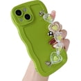 thumbnail image 1 of Love Heart Curly Wave Frame Wrist Strap Chain Bracelet Soft Compatible with iPhone Case (Green,iPhone 12), 1 of 7