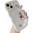 thumbnail image 1 of Love Heart Curly Wave Frame Wrist Strap Chain Bracelet Soft Compatible with iPhone Case (White,iPhone 12 Pro), 1 of 7