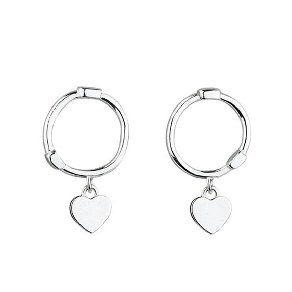 Love Heart Dangle Small Hoop Earrings S925 Sterling Silver for Women