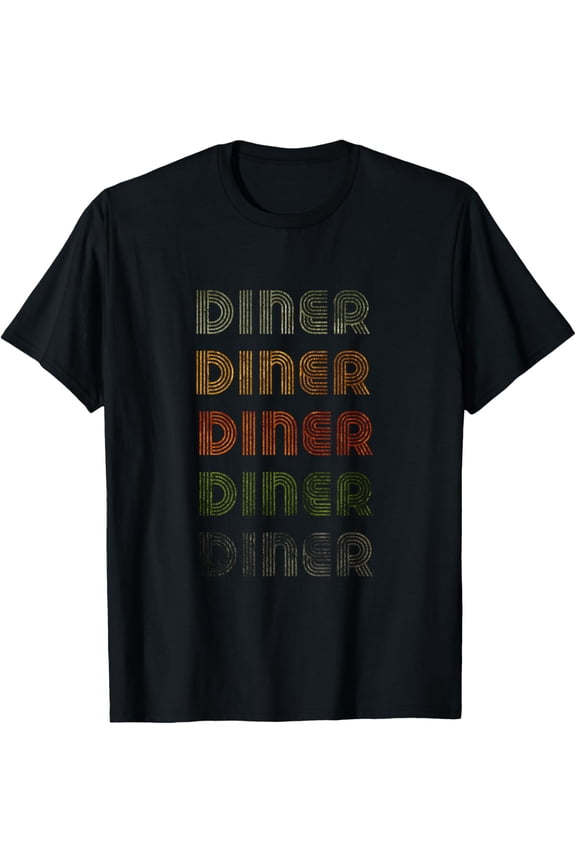 Love Heart Diner Tee Grunge Vintage Style Black Diner T-Shirt